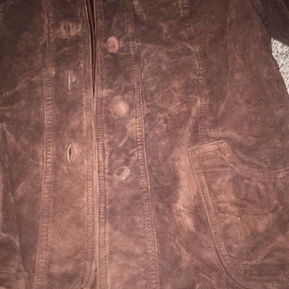 Chocolate brown suede guess coat - Picture 2 of 3